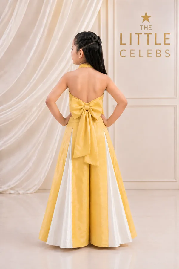 Indo_Western_Coord_With_Halter_Top_N_Flared_Pants_Yellow