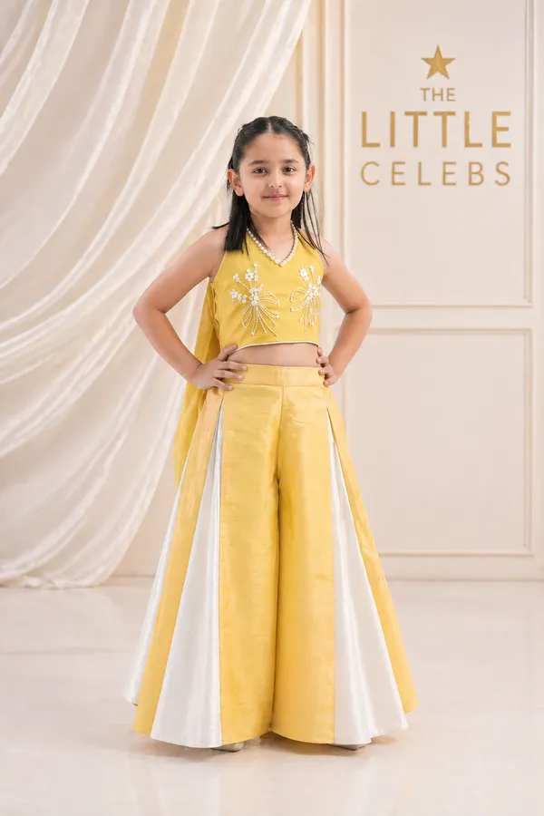 Indo_Western_Coord_With_Halter_Top_N_Flared_Pants_Yellow