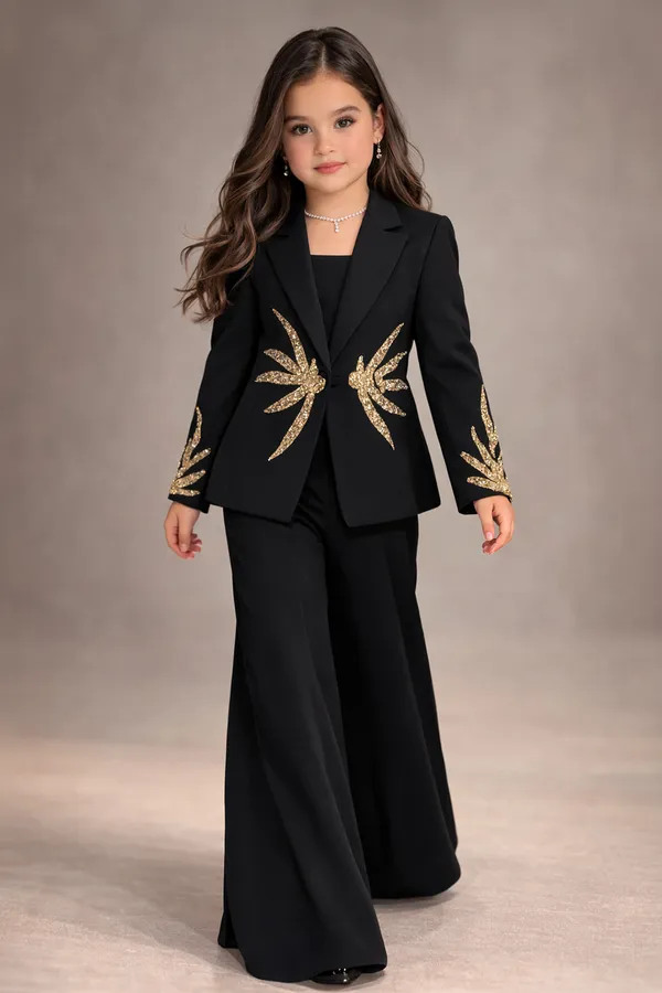Coord_Set_With_Sequence_Work_N_Flared_Pants_Black