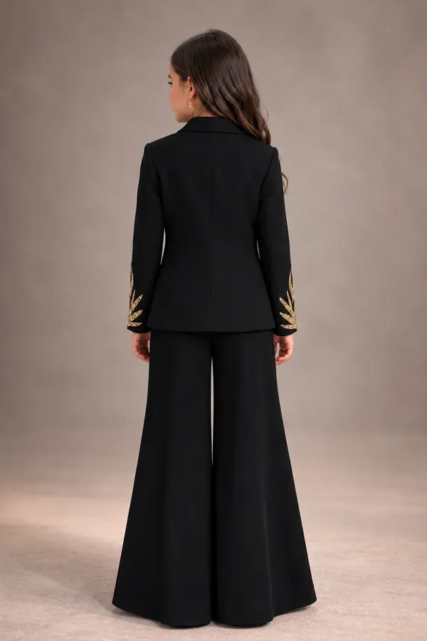 Coord_Set_With_Sequence_Work_N_Flared_Pants_Black