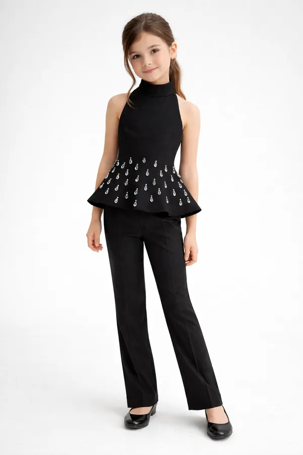 Coord_Set_With_Peplum_Top_N_Straight_Pants_Black