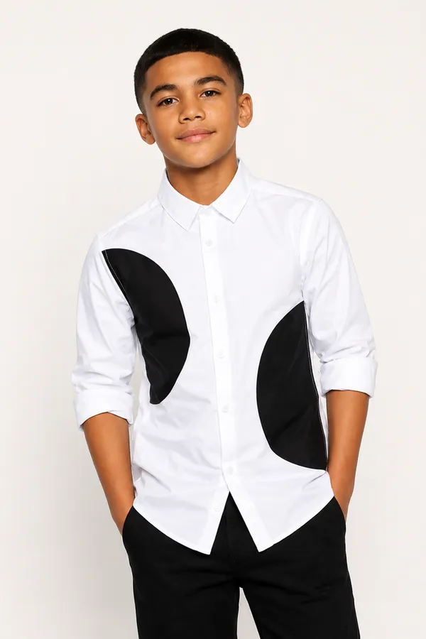 Boys_Shirt_With_Modern_Applique_Panel_Detailing_Black_And_White