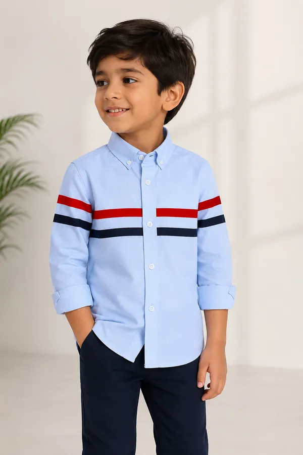 Boys_Casual_Shirt_With_Sporty_Stripe_Detailing_Blue