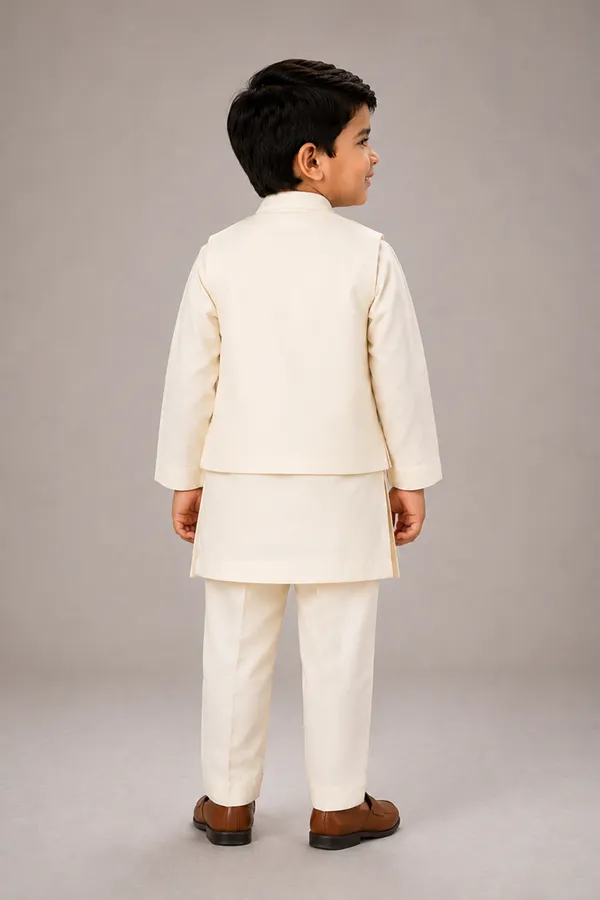 Boys_Kurta_Pajama_With_Floral_Motif_Jacket_Off_White