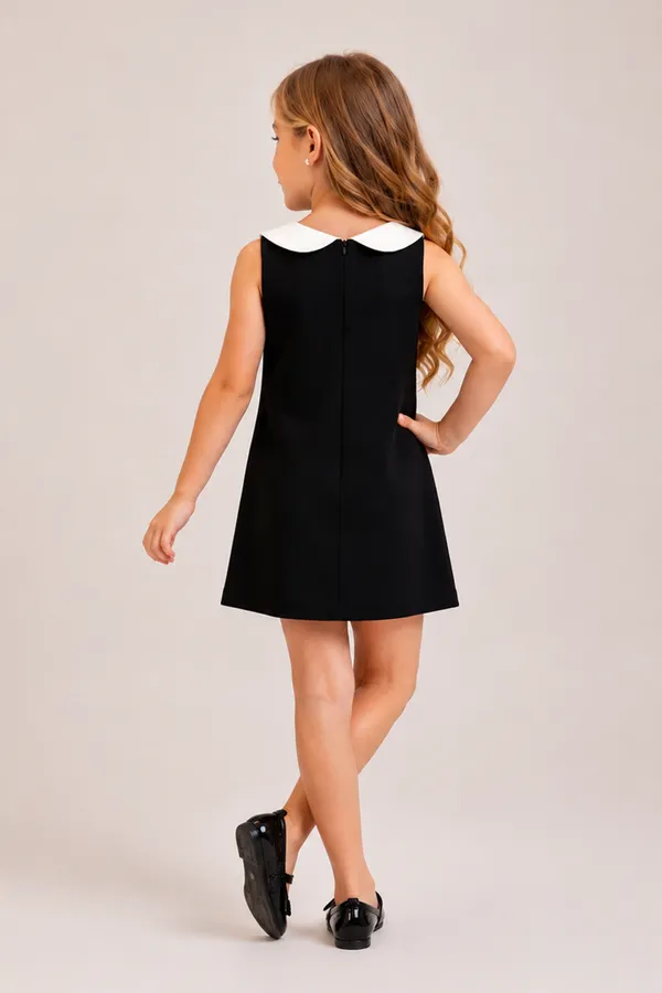 Sleeveless_Black_Dress_With_A_Statement_White_Collar_And_3d_Floral_Hem_Black