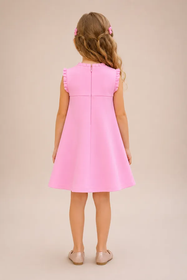 Pink_A_Line_Dress_With_Pearl_Embellishments_And_A_Bow_Detail_Pink
