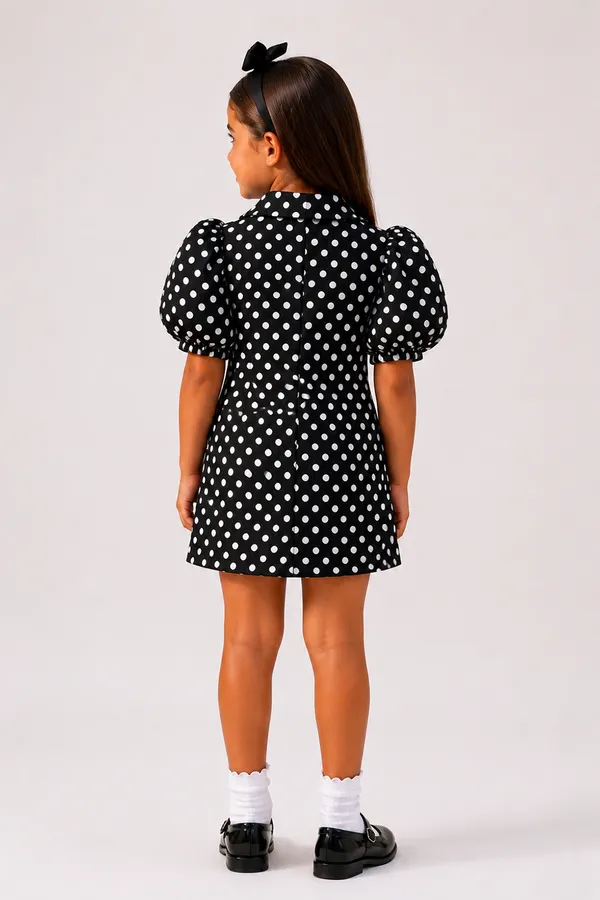Black_Polka_Dot_Blazer_Dress_With_Puff_Sleeves_Polka_Dot_Print