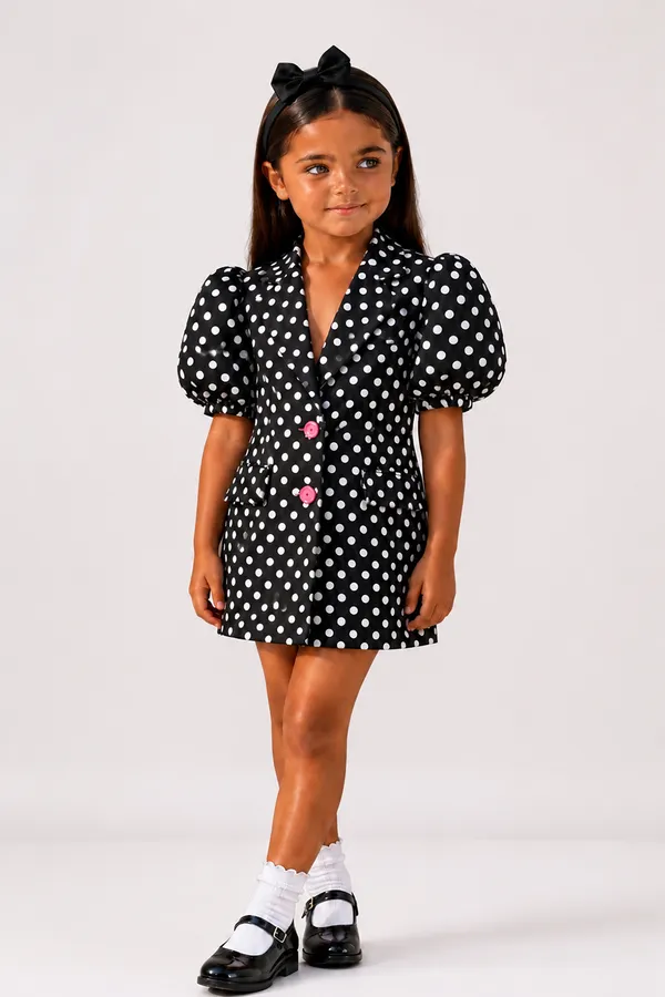 Black_Polka_Dot_Blazer_Dress_With_Puff_Sleeves_Polka_Dot_Print