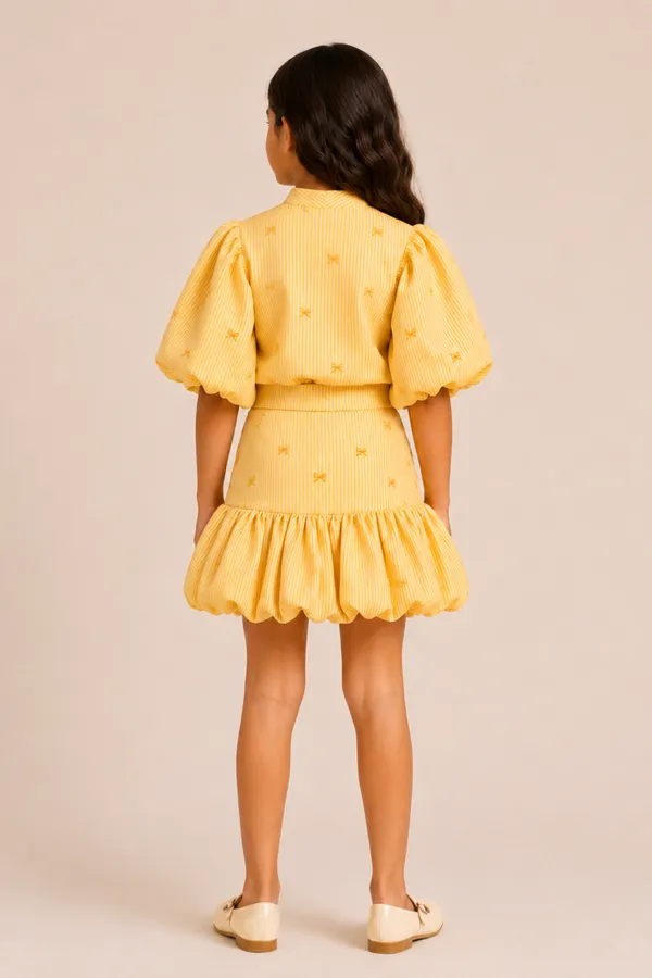 Printed_Striped_Top_Paired_With_A_Matching_Bubble_Skirt_Striped_Yellow_Print