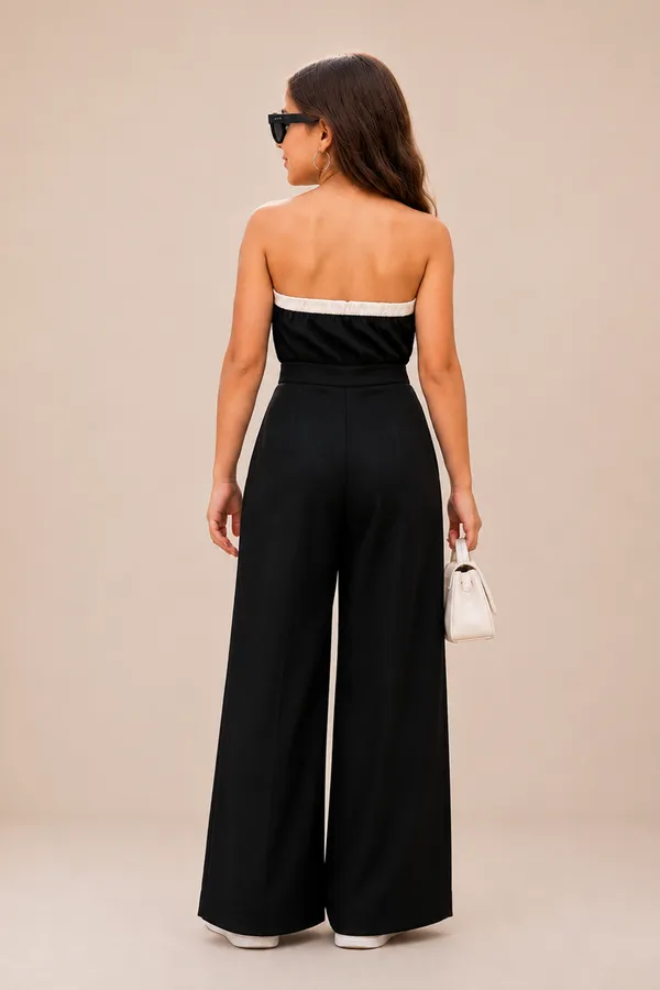 Black_N_White_Jumpsuit_With_Tube_Style_And_Bow_Detailing_Black