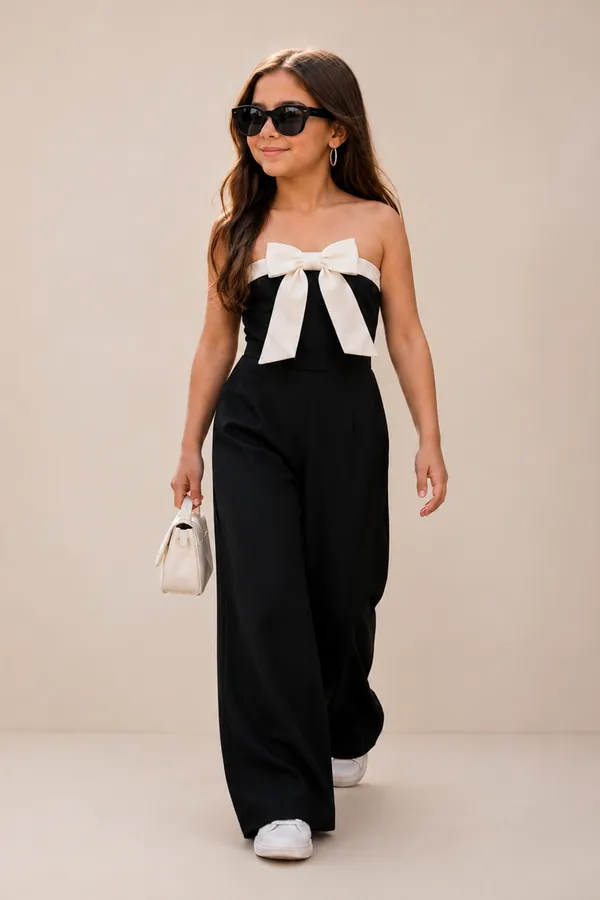 Black_N_White_Jumpsuit_With_Tube_Style_And_Bow_Detailing_Black
