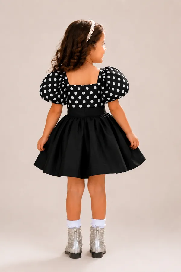 Black_Polka_Dot_Top_Paired_With_A_Matching_Flared_Skirt_Black