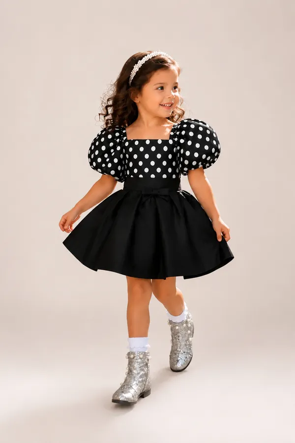 Black_Polka_Dot_Top_Paired_With_A_Matching_Flared_Skirt_Black