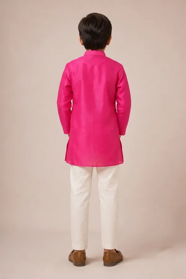 Vibrant_Hot_Pink_Embroidered_Kurta_Paired_With_White_Pants_Hot_Pink