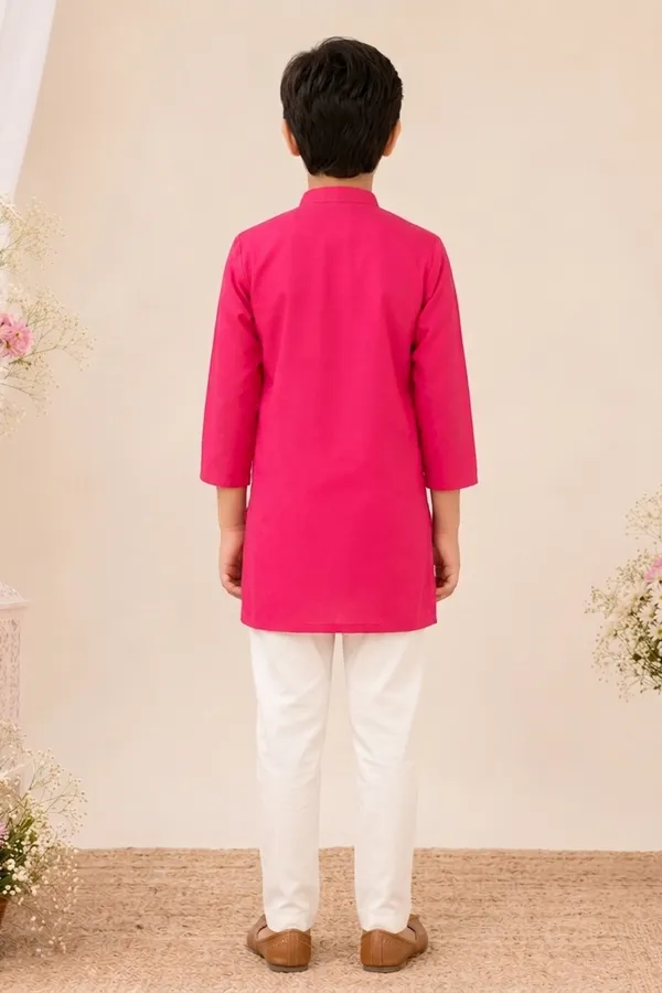 Vibrant_Hot_Pink_Embroidered_Kurta_Paired_With_White_Pants_Hot_Pink