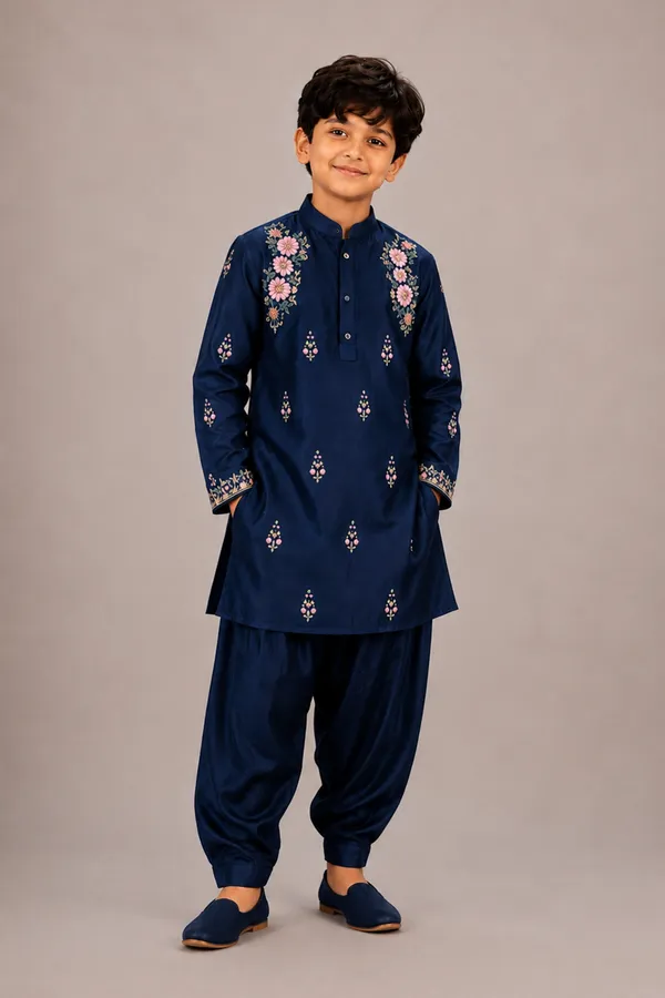 Navy_Blue_Kurta_Paired_With_Salwar_Navy_Blue