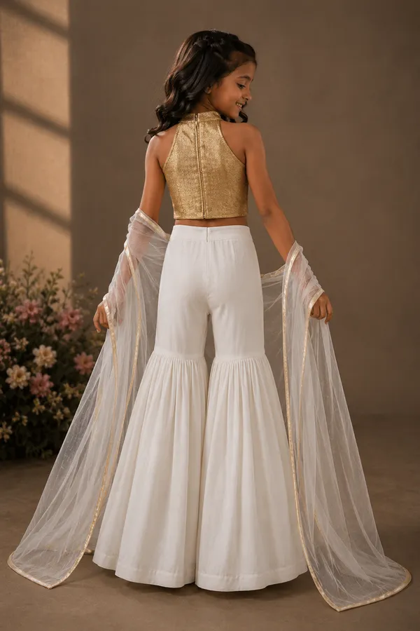 Golden_Halter_Neck_Crop_Top_With_Gharara_Off_White