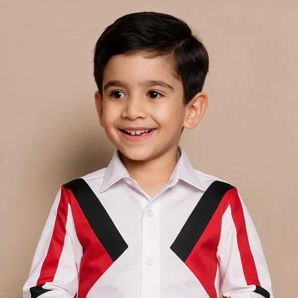 White_And_Red_Cotton_Shirt_With_Color_Block_White_And_Red