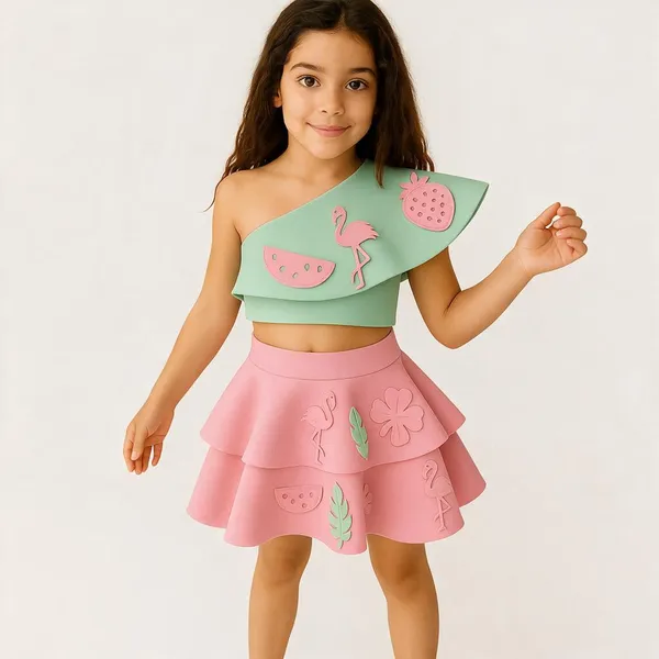 Green_Pink_Off_Shoulder_Top_And_Layered_Skirt_Green_Pink