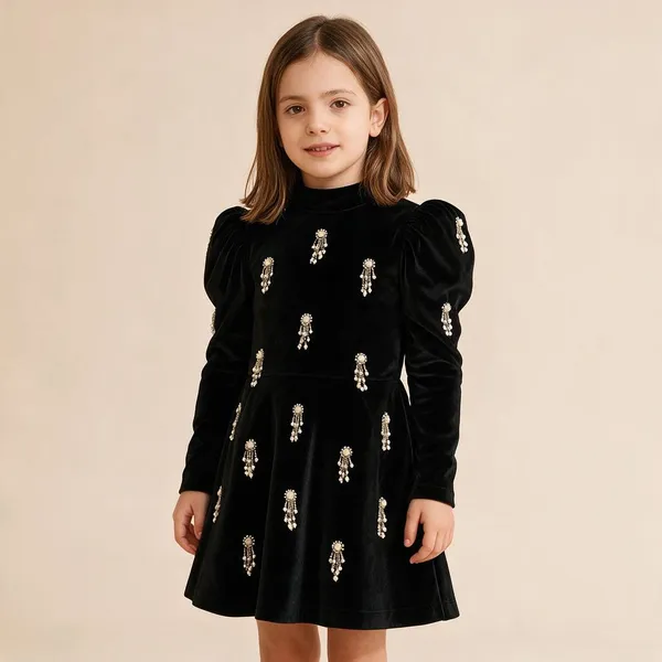 Black_Short_Dress_With_Pearl_Embroidery_Black