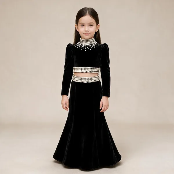Black_Fish_Cut_Skirt_And_Blouse_Black