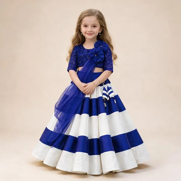 Sequence_Hand_Embroidery_Lehenga_With_Heavy_Latkan_Blue