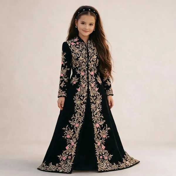 Cape_Dress_With_Thread_And_Sequence_Embroidery_Black