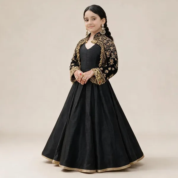 Anarkali_With_Embroidered_Cape_Black