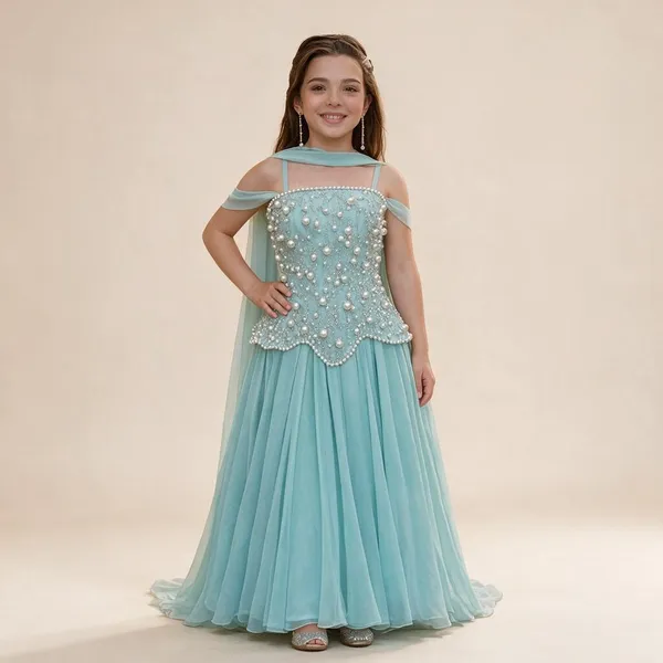 Pearl_Embroidery_Blouse_With_Skirt_Blue