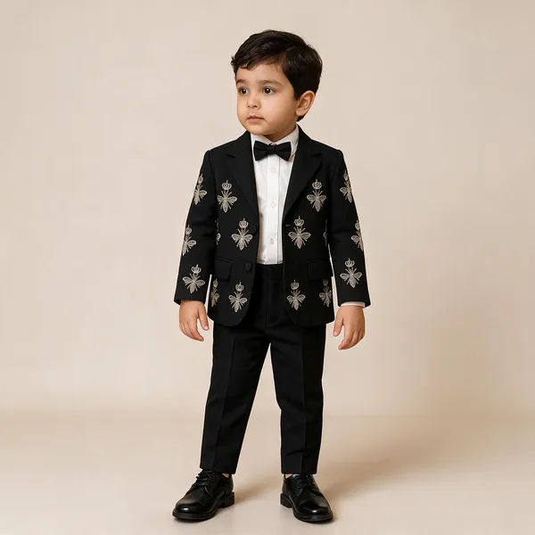 Coat_With_Hand_Embroidery_Shirt_Pant_N_Bow_Included_Black