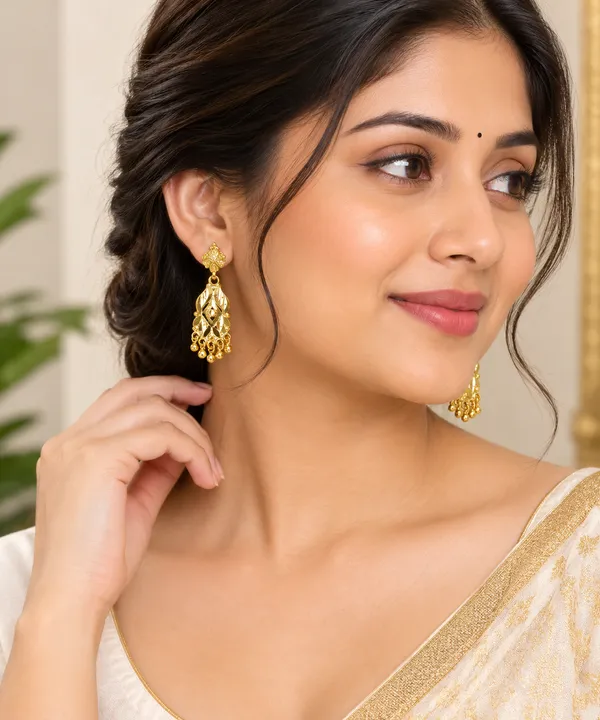 Gold_Plated_Drop_Earrings_with_leaf_Design