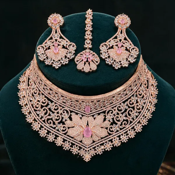 Rose_Gold_Bridal_Necklace_Set_For_Women