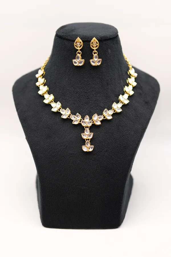 Gold_Tone_Floral_Necklace_And_Earrings_Set_-_Pack_Of_3