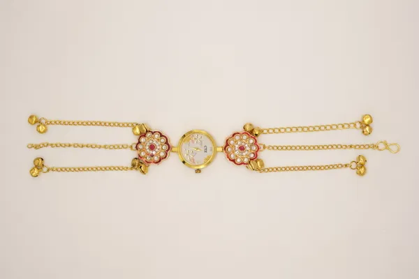 Gold_Tone_Floral_Braceletset_With_Watch_-_Pack_Of_4