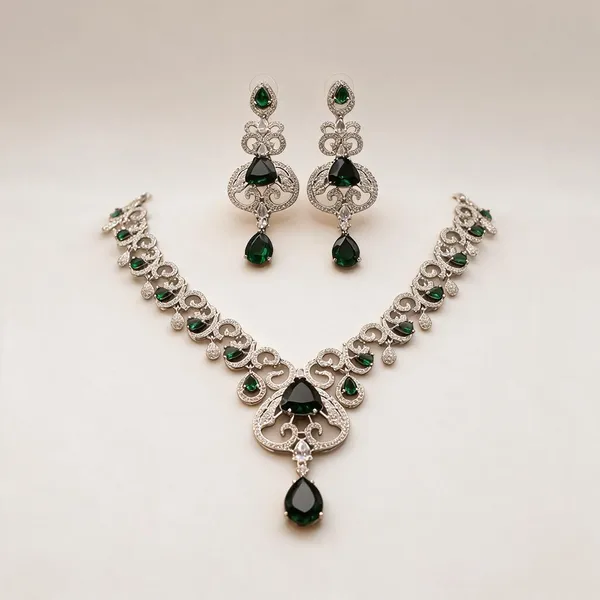 Green_Stone_Necklace_And_Earring_Set_For_Women