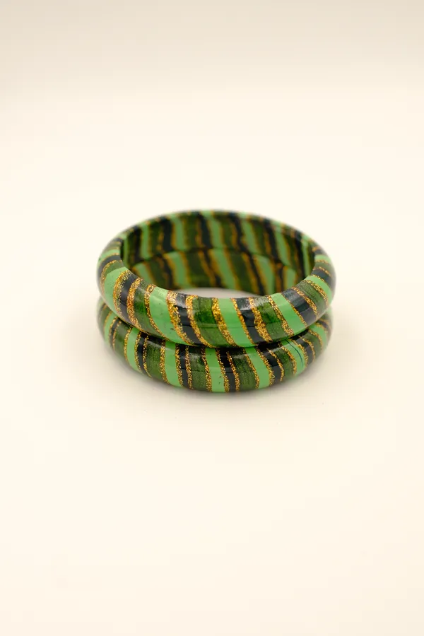 Green_Striped_Bangle_Set_For_Women_-_Pack_Of_3