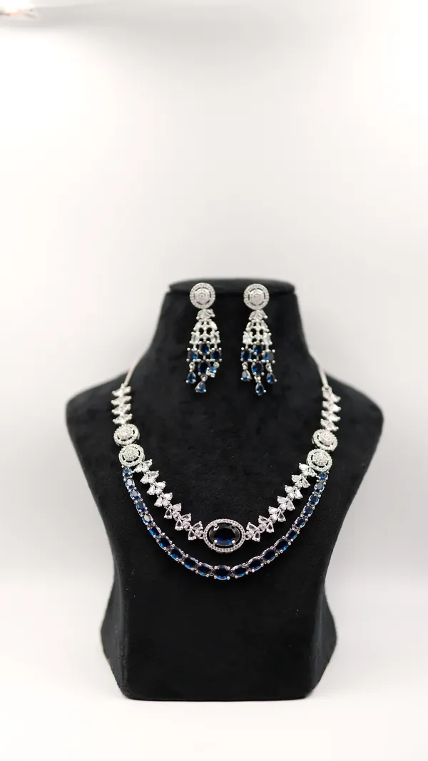 Silver_Tone_Blue_Stone_Necklace_And_Earrings_Set_For_Women