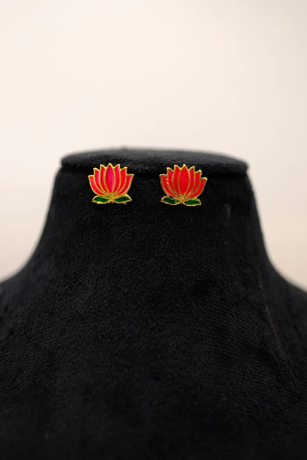 Gold_Tone_Lotus_Necklace_And_Earrings_Set_For_Women_-_Pack_Of_3