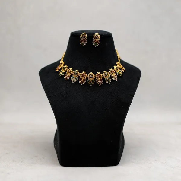 Gold_Tone_Floral_Necklace_And_Earrings_Set_For_Women_-_Pack_Of_3