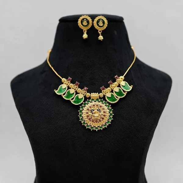 Gold_Tone_Green_Stone_Necklace_And_Earring_Set_For_Women_-_Pack_Of_3