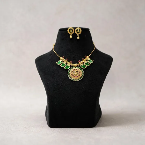 Gold_Tone_Green_Stone_Necklace_And_Earring_Set_For_Women_-_Pack_Of_3