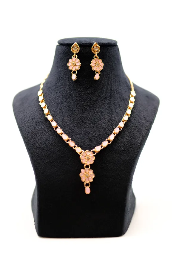 Gold_Tone_Floral_Necklace_And_Earrings_Set_For_Women_-_Pack_Of_3
