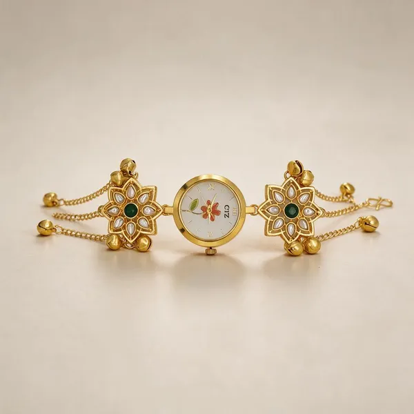 Gold_Tone_Floral_Multi-Chain_Bracelet_For_Women_-_Pack_Of_4
