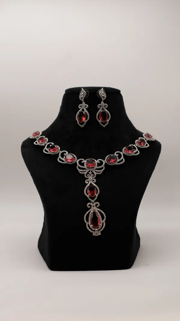 Red_Stone_Necklace_And_Earrings_Set_For_Women