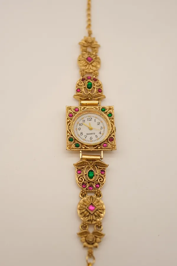 Gold_Tone_Ethnic_Bracelet_Watches_For_Women
