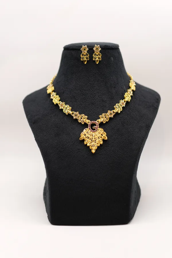 Gold_Tone_Floral_Necklace_And_Earrings_Set_For_Women_-_Pack_Of_3