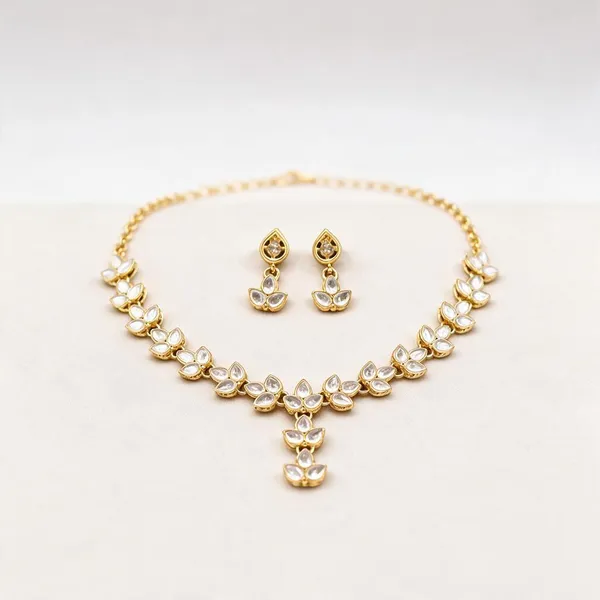 Gold_Tone_Floral_Necklace_And_Earrings_Set_-_Pack_Of_3