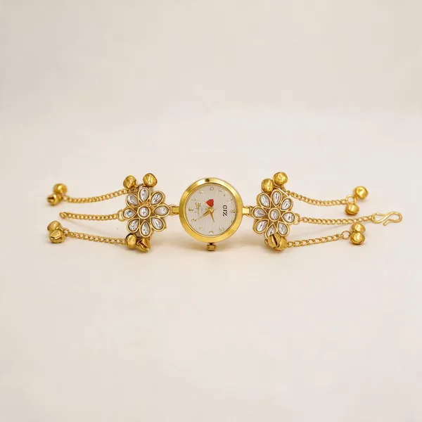 Gold_Tone_Floral_Chain_Wrist_Watch_For_Women_-_Pack_Of_4