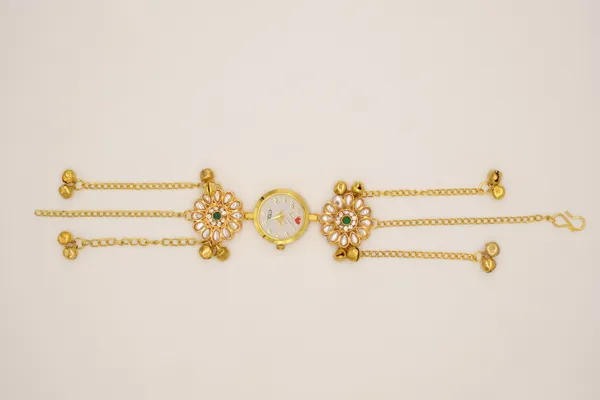Gold_Tone_Floral_Braceletwatch_-_Pack_Of_4