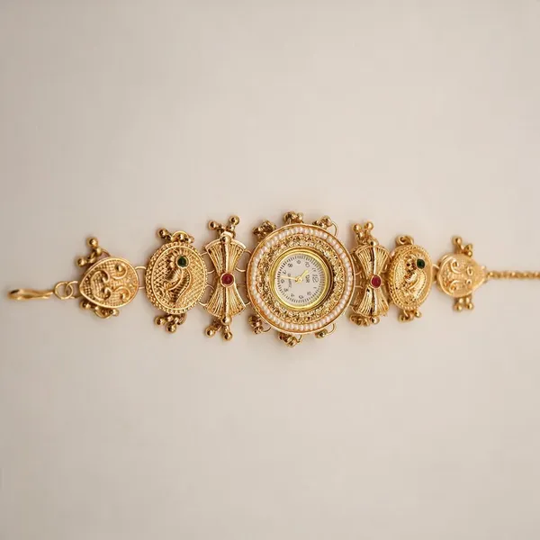 Gold_Tone_Ornate_Analog_Bracelet_Watch_For_Women_-_Pack_Of_2